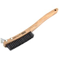 Forney 70511 Scratch Brush with Scraper, Shoe Handle, Carbon Steel Bristle