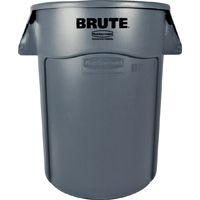 Rubbermaid FG264360GRAY Trash Container, 44 gal Capacity, 24 in H, Snap-On Lid Closure, Polyethylene, Gray