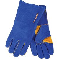 ForneyHide 53423 Welding Gloves, XL, Gauntlet Cuff, Reinforced Crotch Thumb, Blue, Leather Palm
