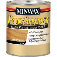 Minwax PolyShades 61310444 Wood Stain and Polyurethane, Satin, Honey Pine, 1 qt Can