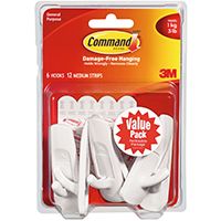 Command 17001-VP-6PK Utility Hook, 3 lb Weight Capacity, Plastic