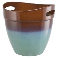 PLANTER RSN W/HNDL TEAL 12IN