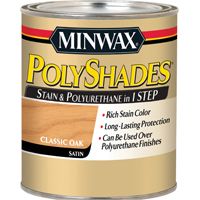Minwax PolyShades 21370 Wood Stain and Polyurethane, Satin, Classic Oak, 0.5 pt Can
