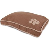 Aspenpet 80393 Shearling Gusseted Pillow Pet Bed, Suede Fabric Cover, Dark Tan