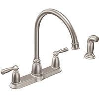 Moen Banbury CA87000SRS Kitchen Faucet, 2-Faucet Handle, 13.13 in H Spout, Stainless Steel