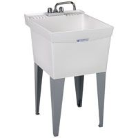 ELM UTILATUB 19CF Laundry Tub Combo Kit, 20 in W x 14-3/8 in D Bowl, Thermoplastic, White