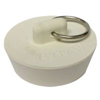 Plumb Pak Duo Fit PP820-39 Drain Stopper, Rubber, White, For 1-3/8 in to 1-1/2 in Sink
