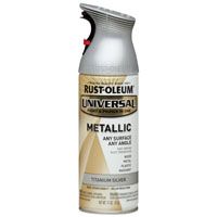 RUST-OLEUM UNIVERSAL 245220 Metallic Spray Paint, Metallic, Titanium Silver, 11 oz Aerosol Can