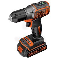 Black+Decker BDCDE120C Drill/Driver, 20 V Battery, Lithium-Ion Battery, 3/8 in Chuck