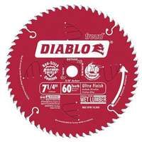 Diablo D0760A Circular Saw Blade, 7-1/4 in Dia, Carbide Cutting Edge, 5/8 in Arbor, Steel