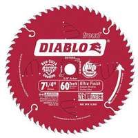 Diablo D0760A Circular Saw Blade, 7-1/4 in Dia, Carbide Cutting Edge, 5/8 in Arbor, Steel