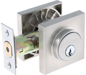 Double Cylinder Deadbolt Square Rosette Stainless Steel